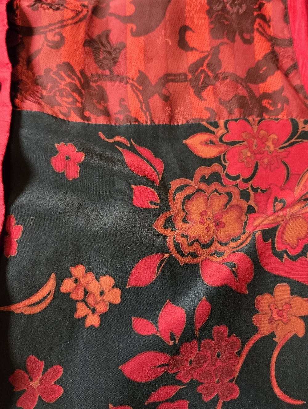 Koos Of Course Silk Blouse With Madarin Collar In Black Red Size Medium - Picture 3 of 14